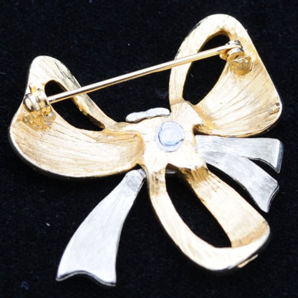 Gold & Platinum colored Bow Pin - Picture 2 of 2